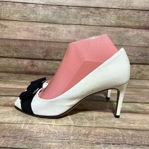 Salvatore Ferragamo White Patent Leather peep Toe heels
